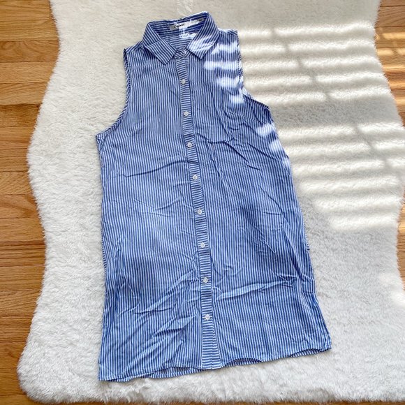 Mind Code NWOT Women's Sleeveless Stripes Tunic Shirt, Blue, Size S/L - Picture 2 of 11